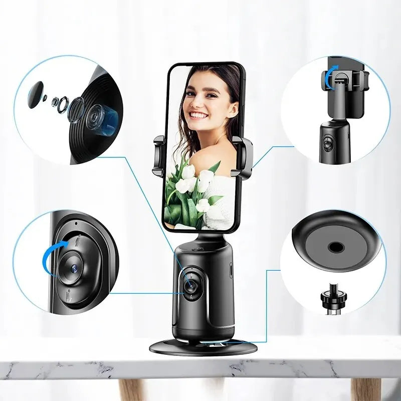 360° Smart Face Tracking Tripod – Auto Gimbal for Vlogging